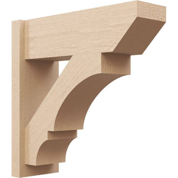 Ekena Millwork 8 in. x 24 in. x 24 in. Balboa Slat Rough Cedar Woodgrain Timberthane Polyurethane Outlooker, Primed Tan