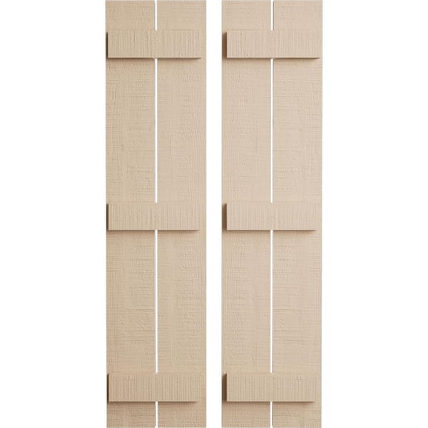 Ekena Millwork 11.5 in. x 72 in. Timberthane Polyurethane 2-Board Spaced Board-n-Batten Rough Cedar Faux Wood Shutters Pair