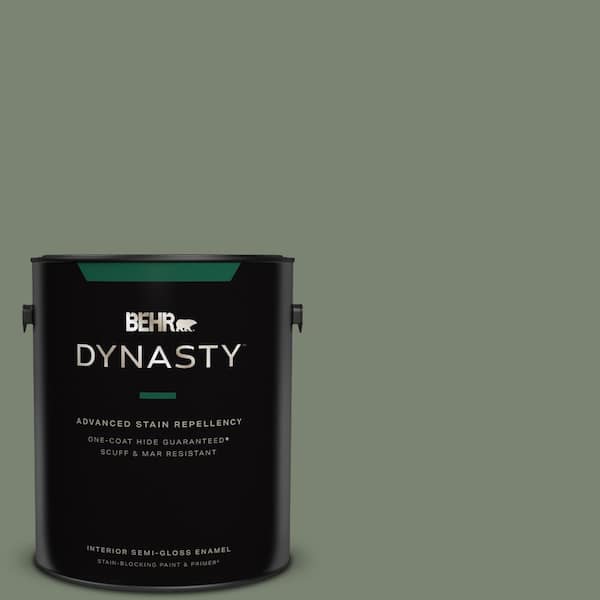 1 gal. #ICC-77 Sage Green Extra Durable Semi-Gloss Enamel Interior Paint &  Primer