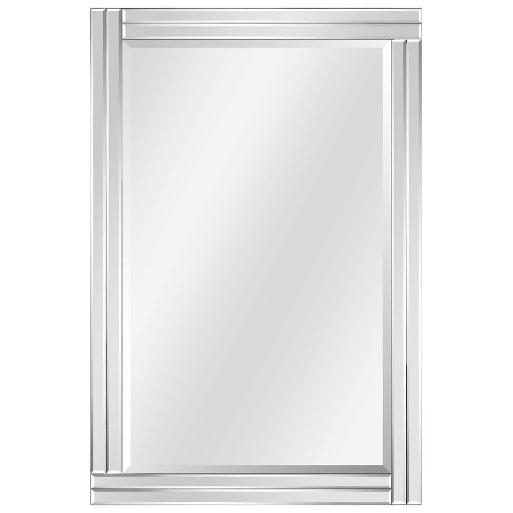 Modern Solid Wood Frame Rectangular Wall Mirror, 24" x 36", Clear Bevel