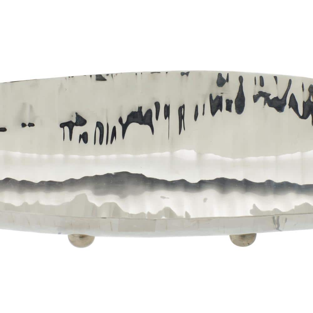 Modern Oval Stainless Steel Decorative Bowl with Stand, 34"W