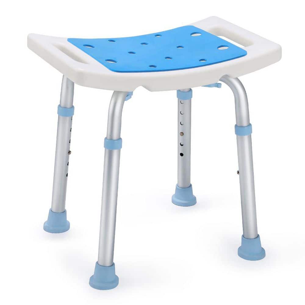 Aluminum Adjustable Bath Stool Chair in White, Anti-Slip Bench Bathtub ...