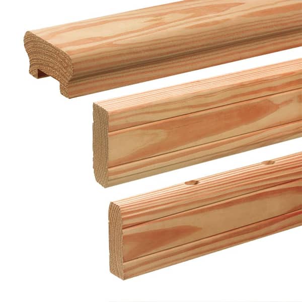 Unbranded 8 ft. x 36 in. Premium Pressure-Treated Cedar-Tone KDAT Southern Yellow Pine Dowelled Handrail Kit