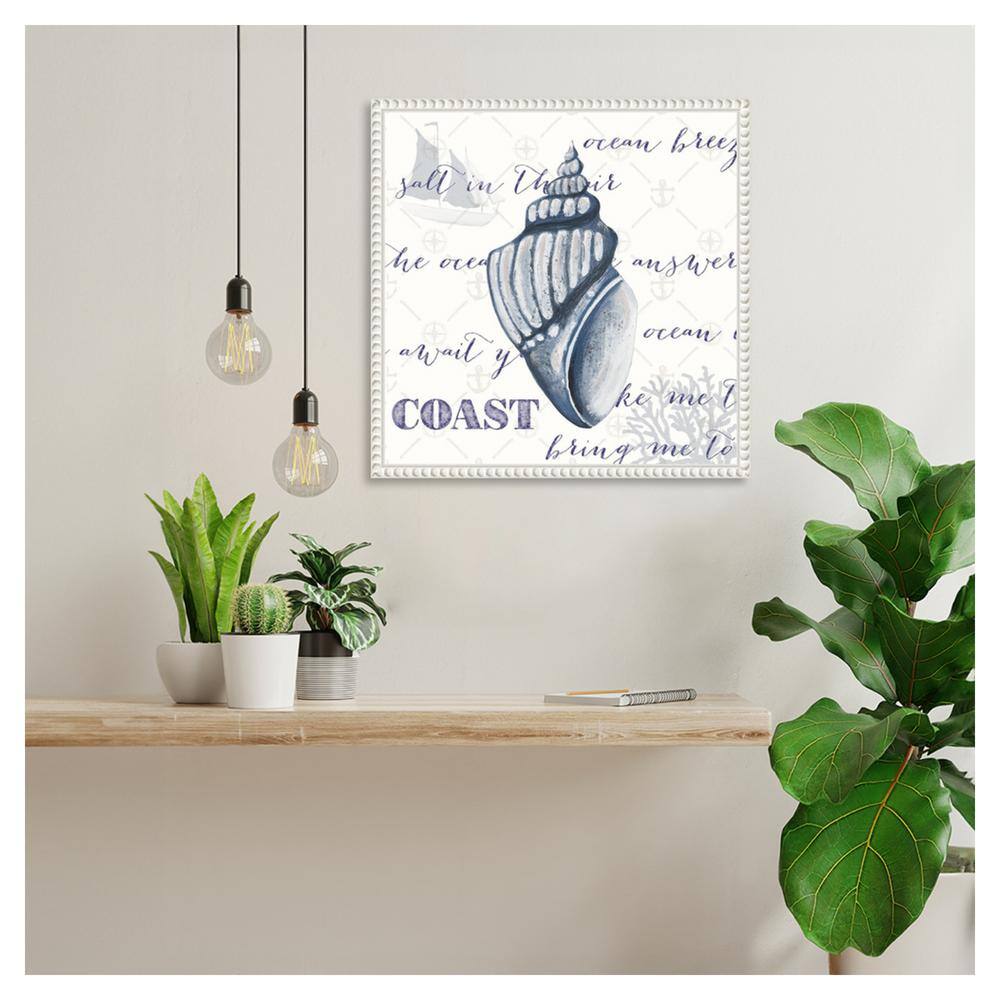 Indigo Ocean Treasures III Coastal Canvas Art with White Floater Frame
