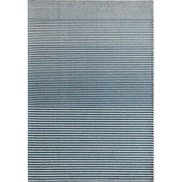 Isaac Mizrahi Callum Banded Blue 5'0"x7'0" Contemporary Blue Area Rug