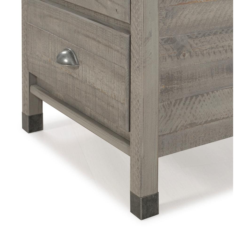 Baja Rustic Grey Solid Pine 2-Drawer Nightstand