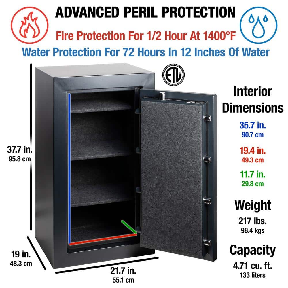 Black Digital Fireproof Waterproof Safe with Keypad Lock