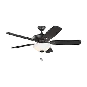 Colony Max Plus 12 in. LED Indoor/Outdoor Midnight Black/Matte White Glass Ceiling Fan with Light Kit