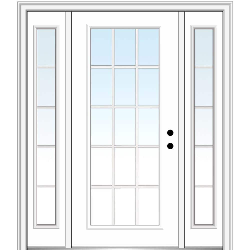 64.5 in. x 81.75 in. Classic Left-Hand Inswing 15-Lite Clear Primed Fiberglass Smooth Prehung Front Door with Sidelites price history on PriceWatchPro