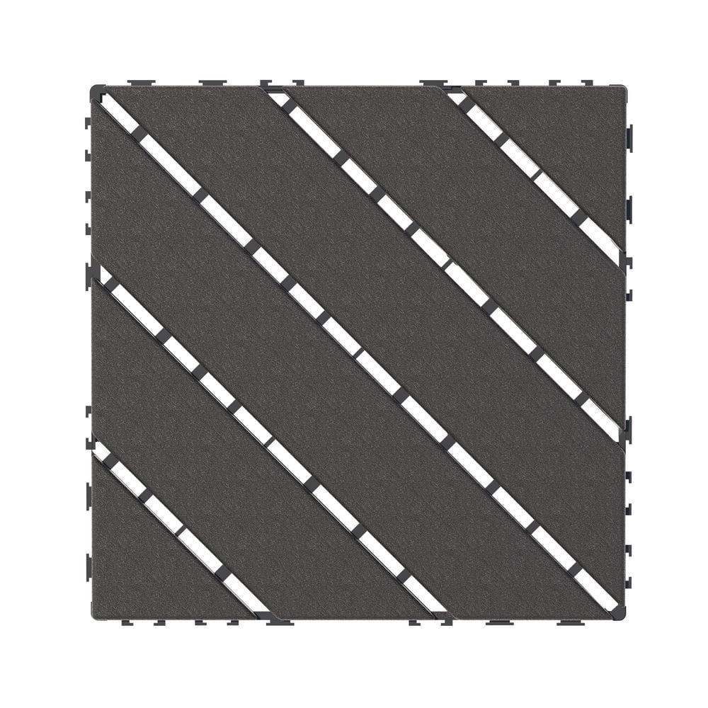 12 in. x 12 in. Square Plastic Interlocking Deck Tiles Composite Floor Tile for Poolside Balcony, Dark Grey(44-Pack) price history on PriceWatchPro