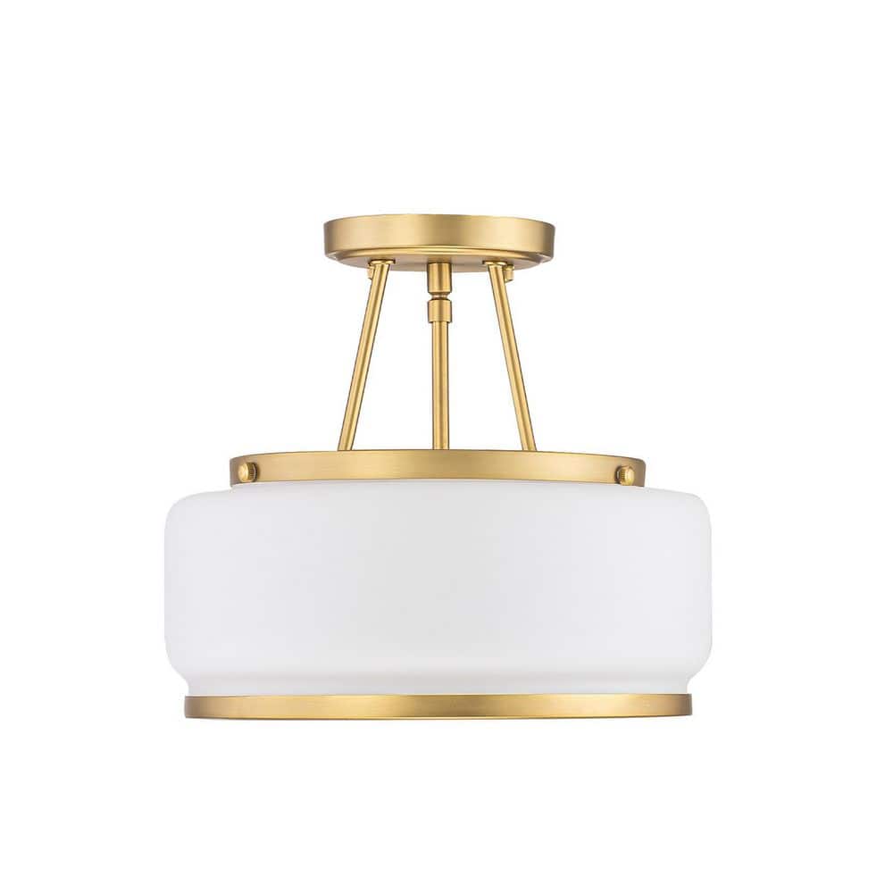 12 in. 3-light Drum Brushed Gold Semi-Flush Mount with Frosted Glass for Foyer Kitchen Bedroom price history on PriceWatchPro