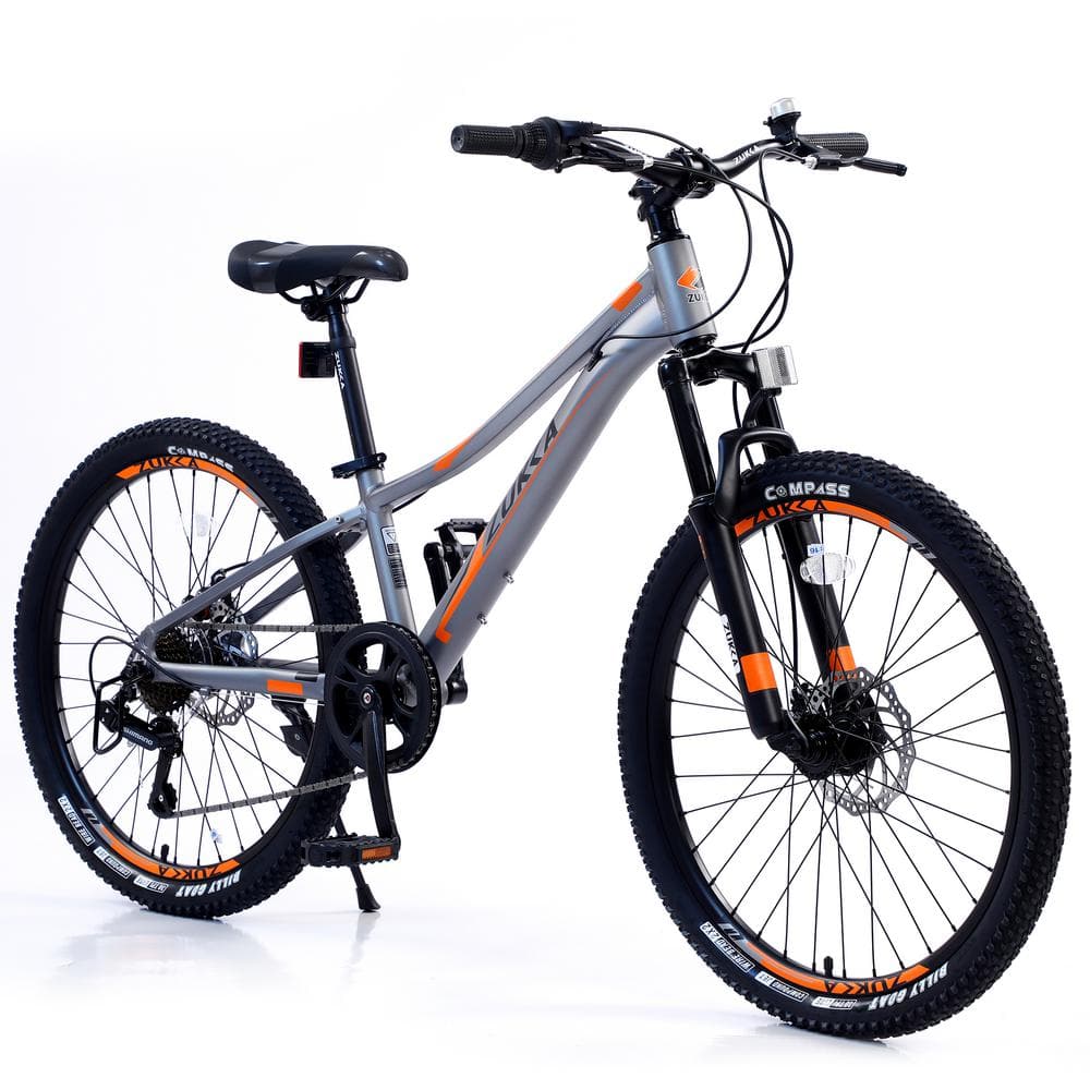 24 in. Gray Girls and Boys Shimano 7-Speed Mountain Bike