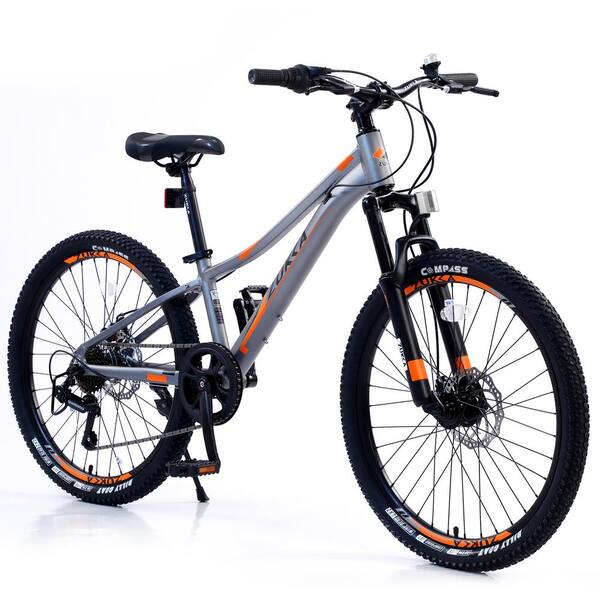 Unbranded 24 in. Gray Girls and Boys Shimano 7-Speed Mountain Bike