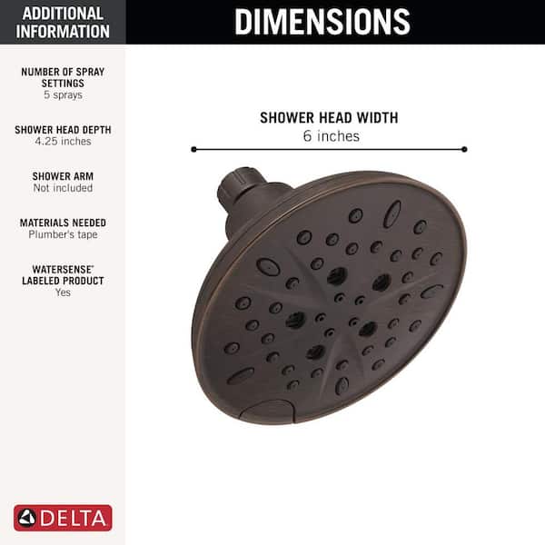 5-Spray 6 in. Single Wall Mount Fixed Shower Head in SpotShield Venetian Bronze 5-Spray 6 in. Single Wall Mount Fixed Shower Head in SpotShield Venetian Bronze