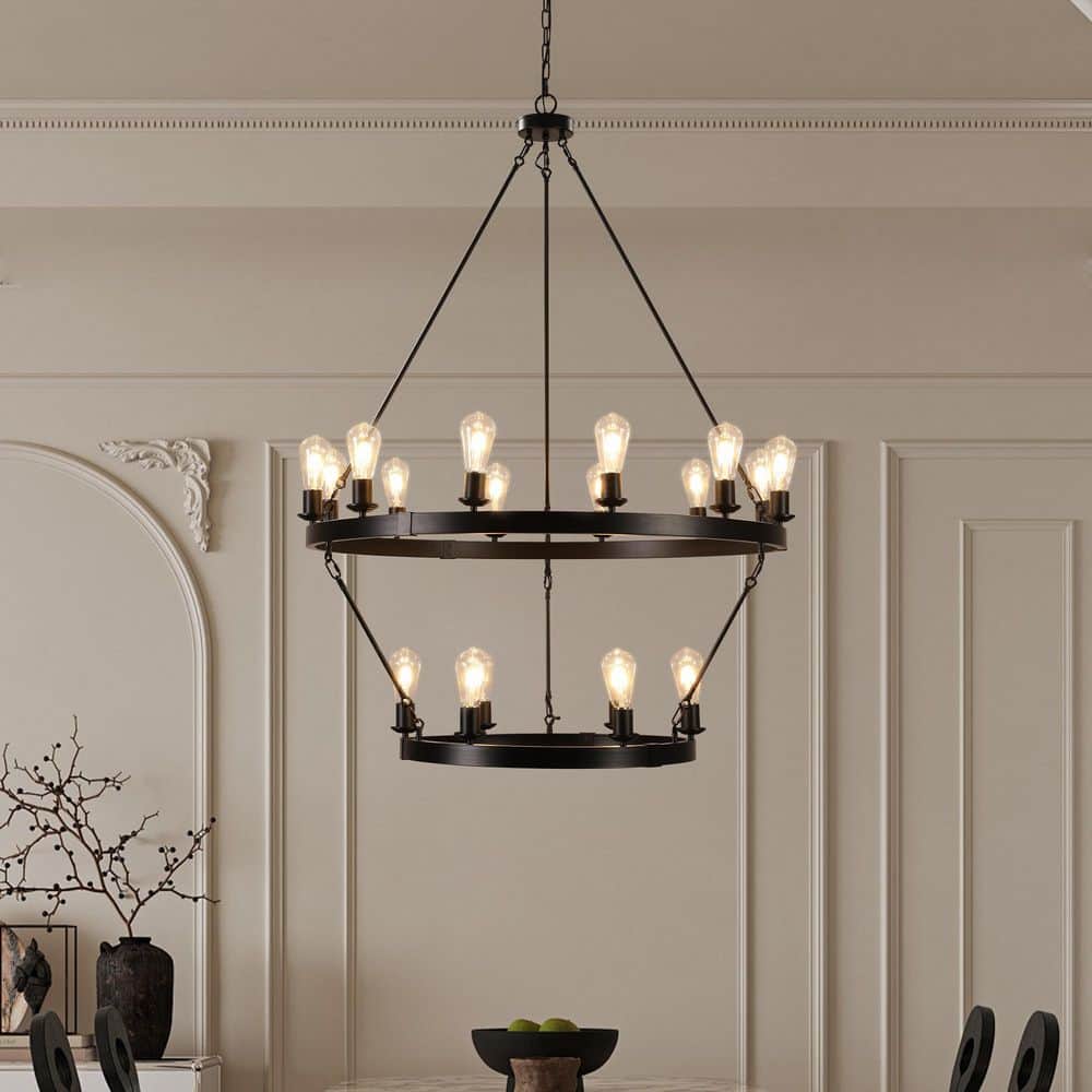 53 in 18-light Black Chandelier Large Ceiling Lighting for Living Room Dining Light Fixture Dining Room Kitchen price history on PriceWatchPro