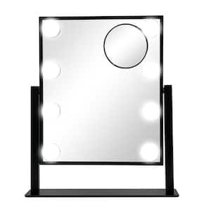 12 in. W x 14.17 in. H LED Vanity Mirror Rectangular Framed Makeup Mirror Tabletop Bathroom Vanity Mirror in Black