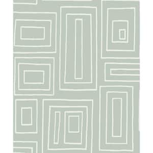 Aloe Green Rectangle Geo Vinyl Peel and Stick Wallpaper Roll (31.35 sq. ft.)