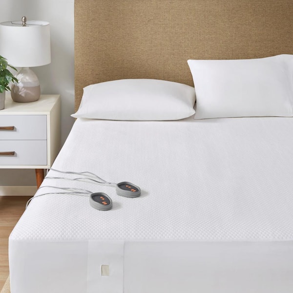 Cool Touch White Cal King Heated Mattress Pad