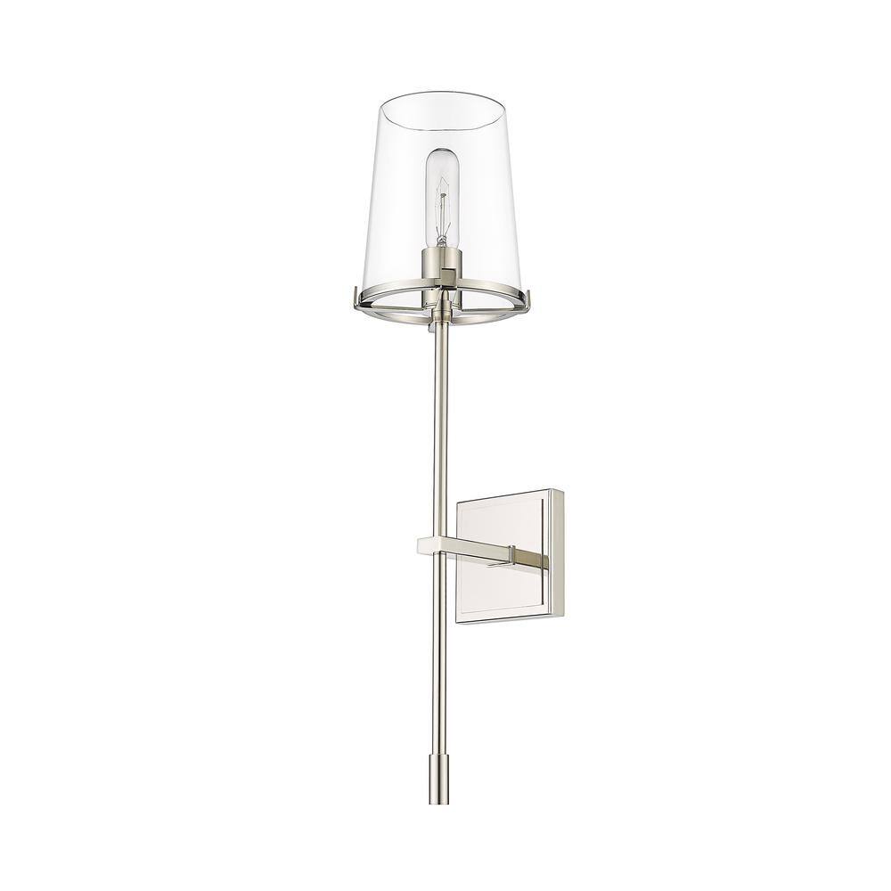 Callista 26" Polished Nickel Wall Sconce with Clear Glass Shade
