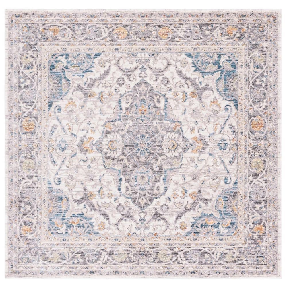 Olympia 6 ft. x 6 ft. Gray/Ivory Oriental Border Square Area Rug price history on PriceWatchPro