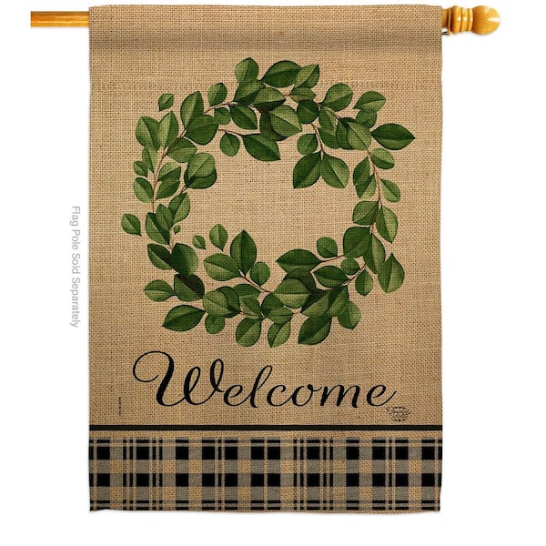 28 in. x 40 in. Eucalyptus Wreath Spring House Flag Double-Sided Decorative Vertical Flags