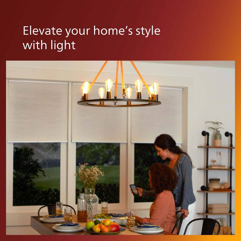 Philips Clear Glass Vintage LED Dimmable Bulbs, 2-Pack