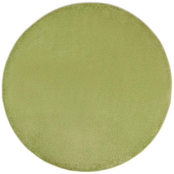 Essentials 8 ft. x 8 ft. Green Round Solid Contemporary Indoor/Outdoor Patio Area Rug