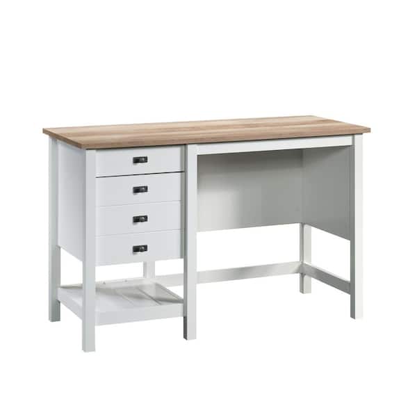 SAUDER Cottage Road 47.165 in. Soft White Engineered Wood Computer Desk with File Storage
