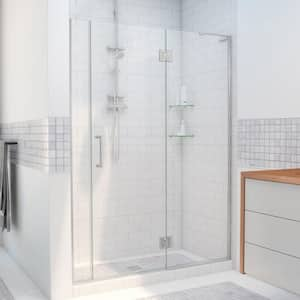 Unidoor-X 55.5 to 56 in. x 72 in. Frameless Hinged Shower Door in Brushed Nickel