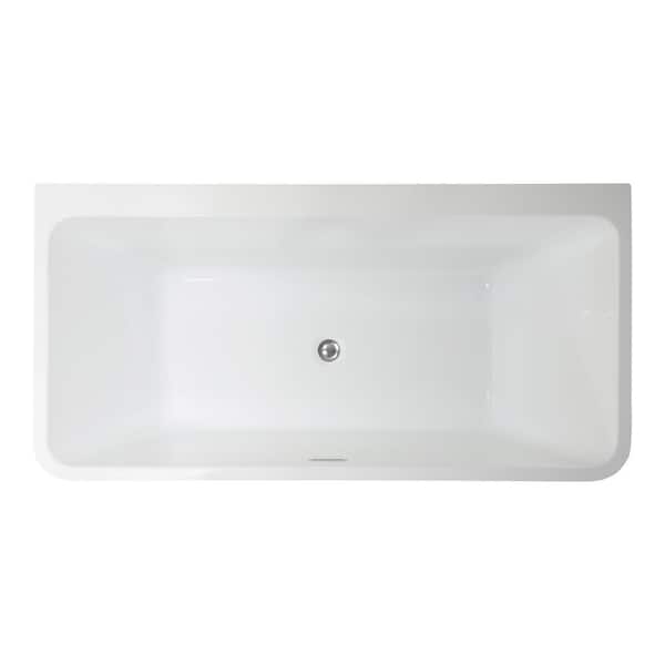 67 in. x 31.5 in. Acrylic Soaking Freestanding Bathtub in Glossy White