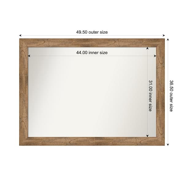 Amanti Art Owl Brown 49.5 in. W. x 36.5 in. Custom Non-Beveled Wood Framed Bathroom Vanity Wall Mirror