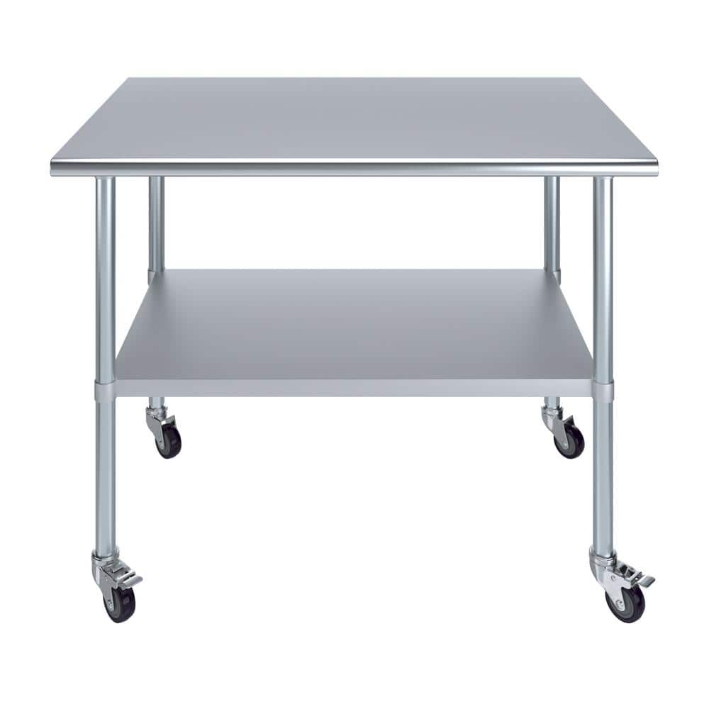 48" Stainless Steel Work Table with Undershelf and Casters