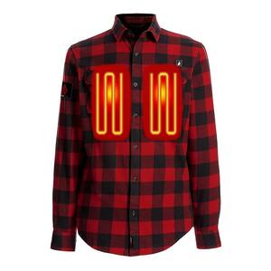 Unisex Large Red/Black Cotton 5V Heated Work Shirt Jacket