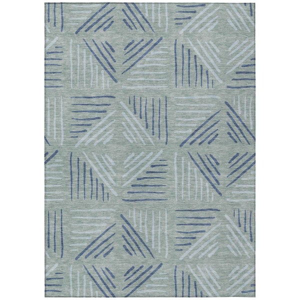 Chantille Machine Washable Indoor/Outdoor Abstract ACN2413 Spa 5 ft. x 7 ft. 6 in. Area Rug