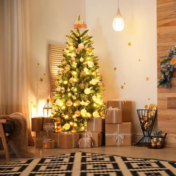 5 ft. Green Pre-Lit LED Fir Pencil Artificial Christmas Tree with 150 Warm White UL-listed Lights