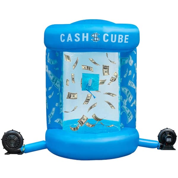 VEVOR Money Blowing Machine 63 x 83 in. Cash Cube Inflatable with 2-Blowers Money Inflatable for Shopping Mall, Blue