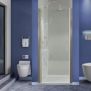 34-35.3 in. W x 72 in. H Brushed Nickel Frameless Pivot Shower Door with 1/4 in Thick Clear Tempered Glass
