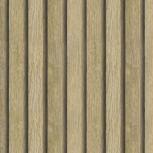 2 Rolls Wood Slat Grain Peel and Stick Removable Vinyl Wallpaper Roll in Natural Color(Covers 25.48 sq.ft.)