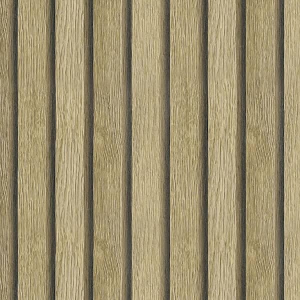 Vsmile 2 Rolls Wood Slat Grain Peel and Stick Removable Vinyl Wallpaper Roll in Natural Color(Covers 25.48 sq.ft.)