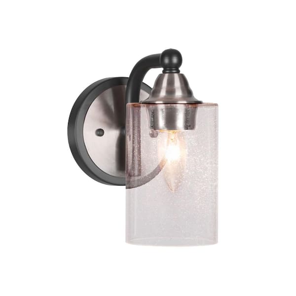 Unbranded Madison 4 in. 1-Light Matte Black and Brushed Nickel Wall Sconce with Standard Shade
