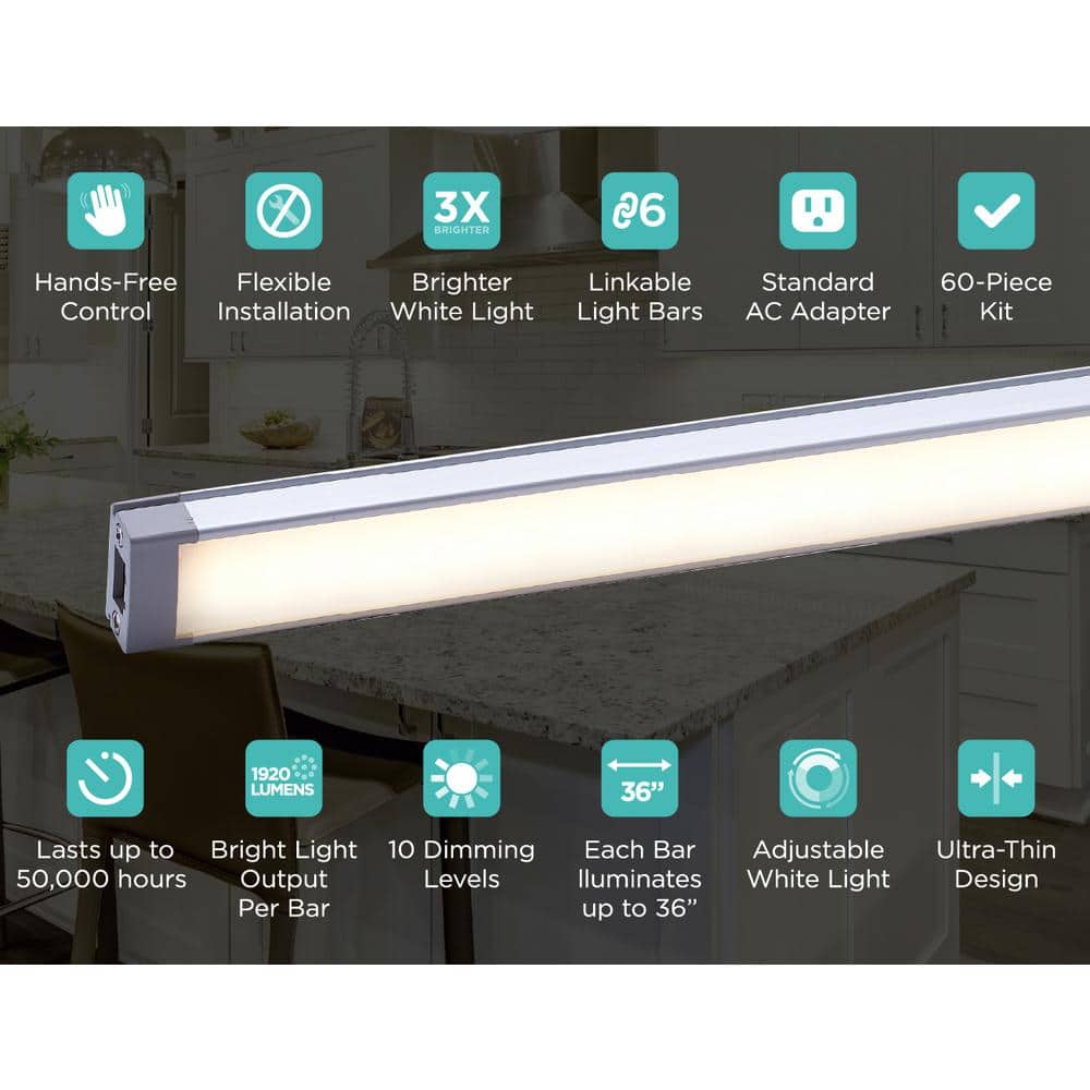 9" Adjustable White LED Under Cabinet Lighting Kit with Remote