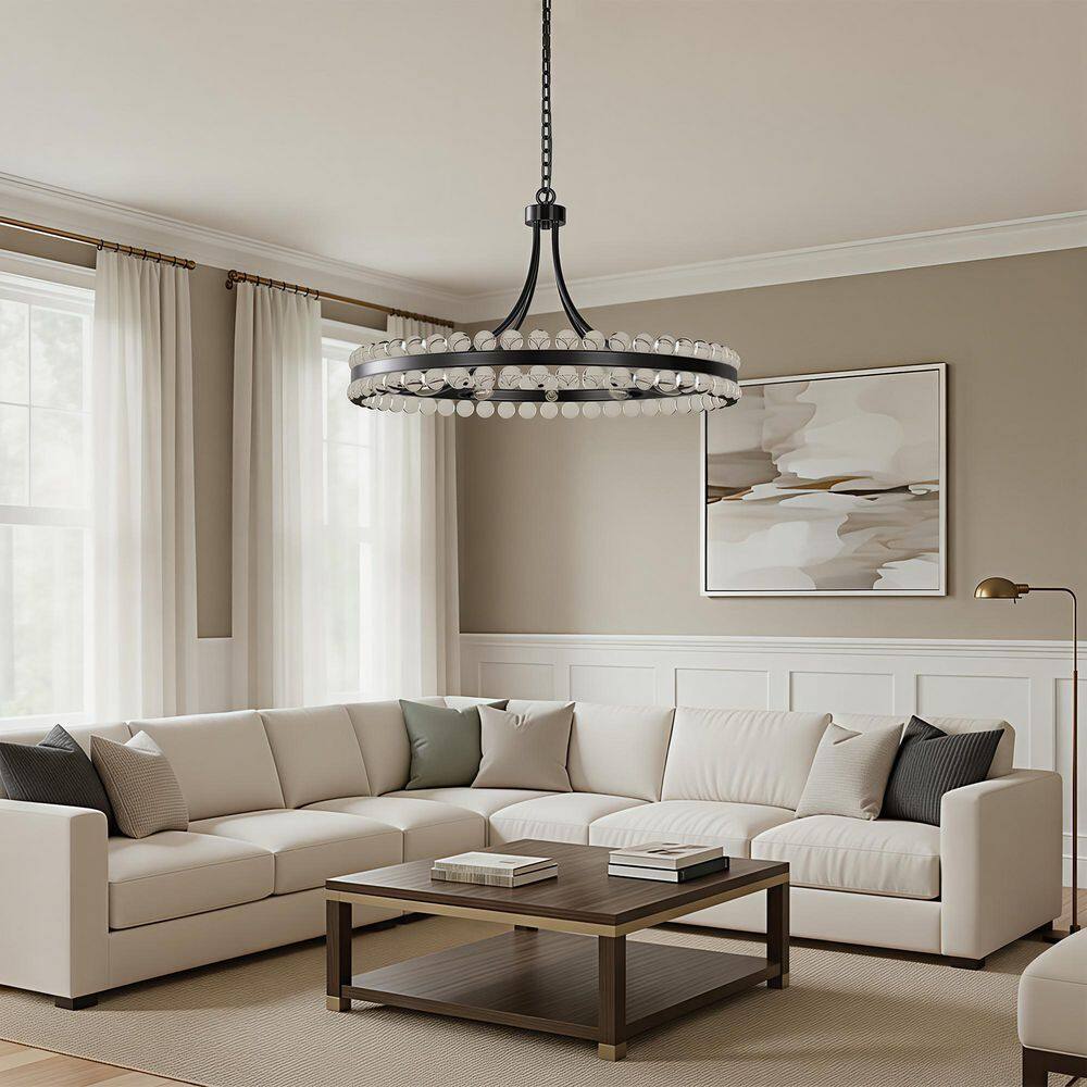 12-Light 31.5 in. Black Crystal Modern Circle Dimmable Chandeliers Dining Kitchen Ceiling Lights Foyer Bedroom Lighting price history on PriceWatchPro