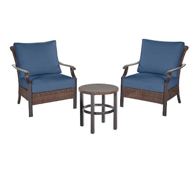 Hampton Bay Blue Patio Conversation Sets Outdoor Lounge Furniture The Home Depot - Layton 3 Piece Patio Conversation Set
