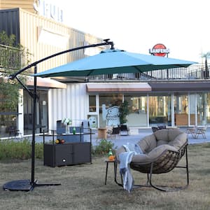 10 ft. Light Green Market Outdoor Solar Patio Umbrella with 40 LED Lights and 4-Ground Stakes