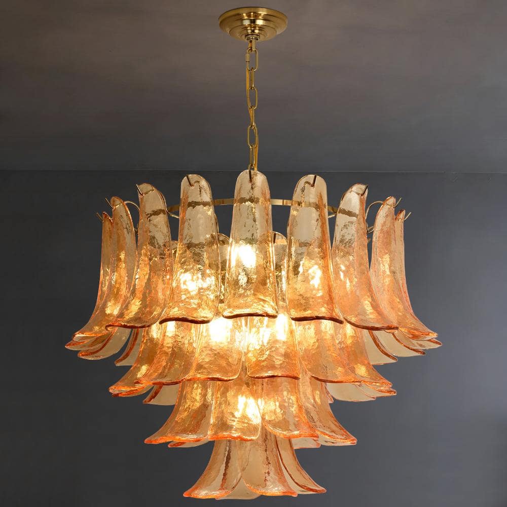 23.6 in. Amber Handmade Glass Chandelier for Living Room, Dining Room 12-Light Luxurious Pendant Light price history on PriceWatchPro