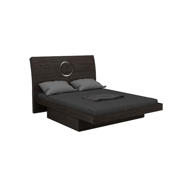 HomeRoots Charlie Gray Wood Frame California King Platform Bed with Upholstered