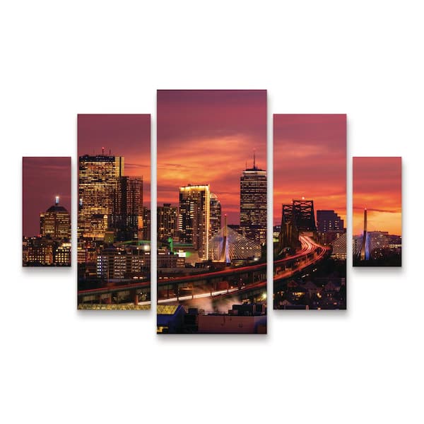 Trademark Fine Art Michael Blanchette Photography Beautiful Beantown 5-Piece Panel Set Unframed Photography Wall Art 40 in. x 58 in.