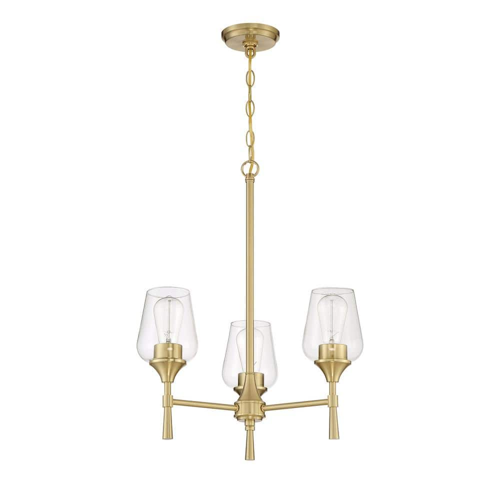 Luminance Sunset Lighting F27033-18 Stella Chandelier, Clear Glass Steel with Champagne Gold Finish