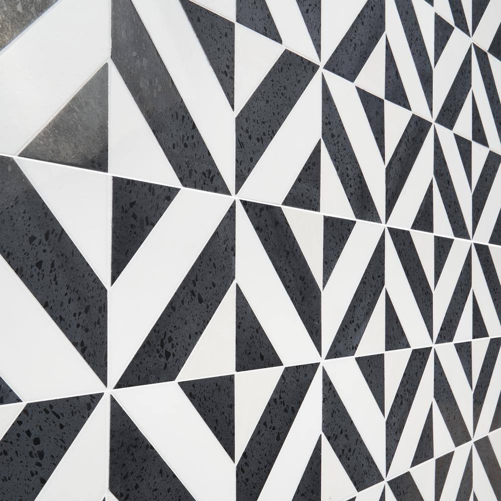 Pepper Black and White Polished Marble Mosaic Tile