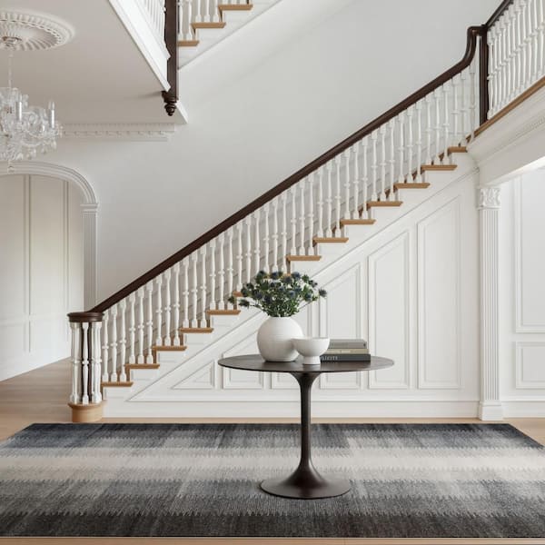 Ronan Ikat Machine Washable Charcoal 6 ft. x 9 ft. Indoor Area Rug